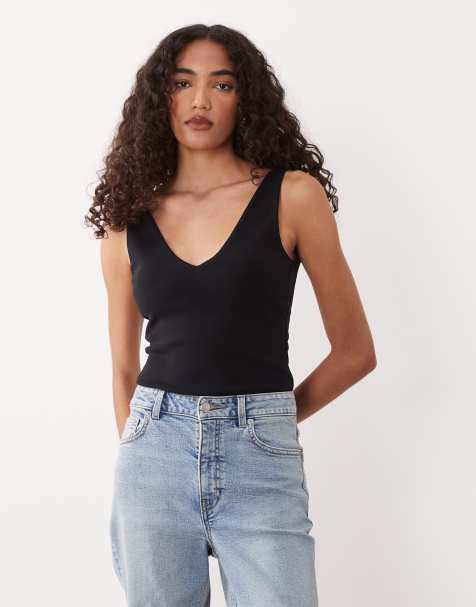 ASOS DESIGN Tall – Czarne bawełniane body z dekoltem w szpic - view 1