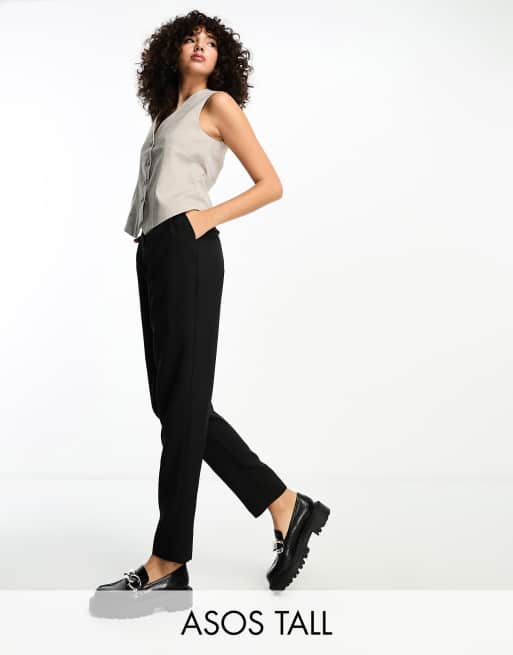 ASOS DESIGN Tall – Czarne eleganckie spodnie ze zwężanymi nogawkami , 4 z 4