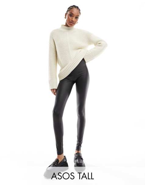 ASOS DESIGN Tall – Czarne legginsy z imitacji skóry - view 1