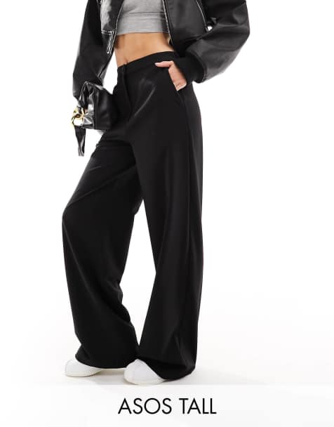 ASOS DESIGN Tall – Czarne luźne spodnie z prostymi nogawkami - view 1