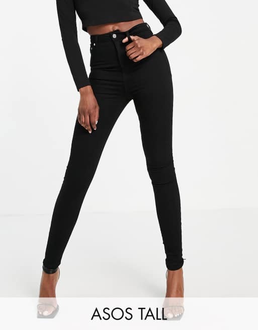 ASOS DESIGN Tall – Czarne modelujące jeansy o obcisłym kroju z wysokim stanem