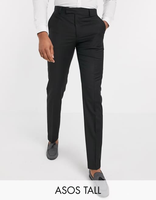 ASOS DESIGN – Tall Czarne spodnie garniturowe dopasowanym kroju