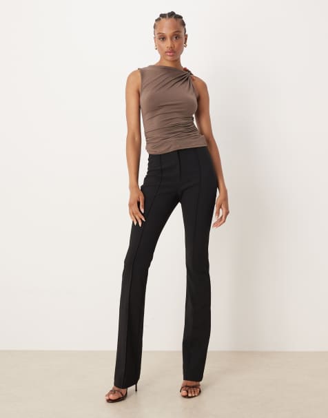 ASOS DESIGN Tall tailored flare suit trousers in black