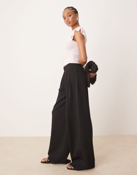 ASOS DESIGN Tall – Czarne spodnie z bardzo szerokimi nogawkami i szwem interlock - view 1