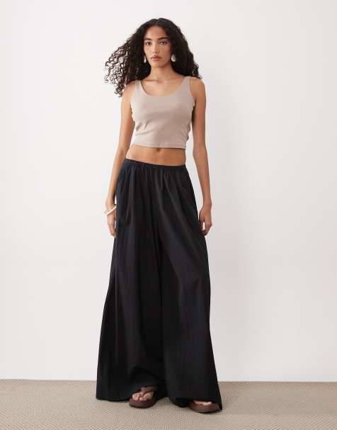 ASOS DESIGN Tall – Czarne spodnie z bardzo szerokimi nogawkami - view 1