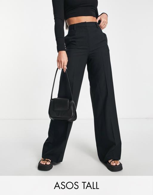 ASOS DESIGN Tall – Czarne spodnie z szerokimi nogawkami