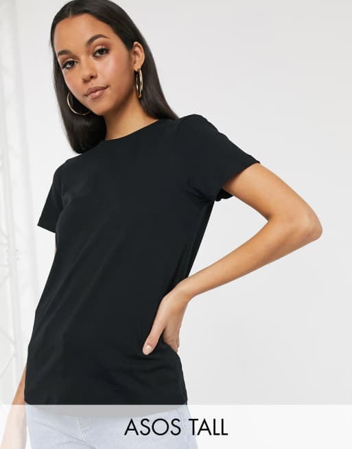 ASOS DESIGN Tall – Czarny bawełniany T-shirt z okrągłym dekoltem 