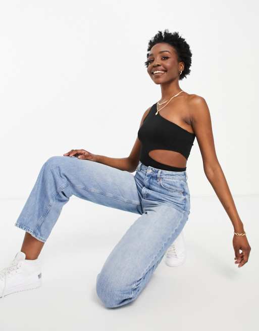ASOS DESIGN Tall – Czarny top na jedno ramię z wycięciem, 4 z 4