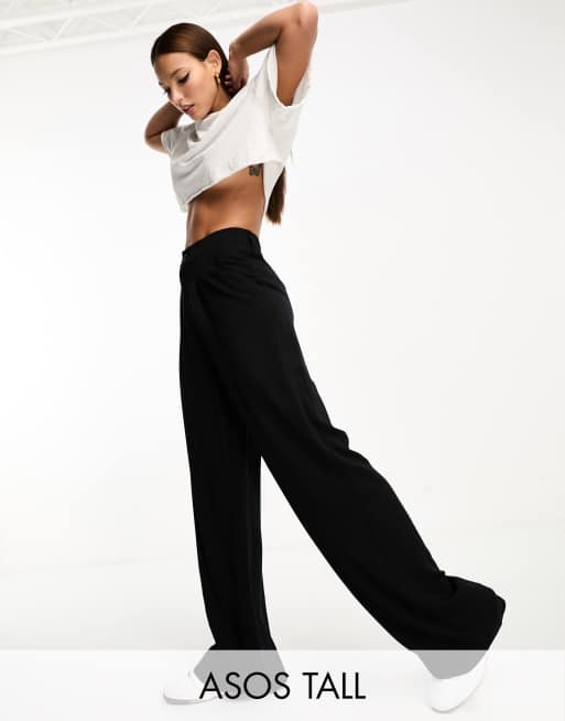 ASOS DESIGN Tall - Dad-broek met wijde pijpen in zwart 