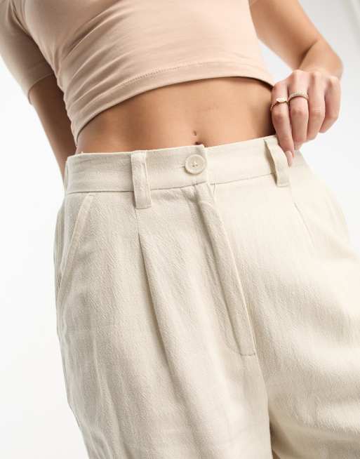 ASOS DESIGN Tall – Dad-Hose in Steinbeige mit weitem Schnitt und Leinenanteil , 3 von 4