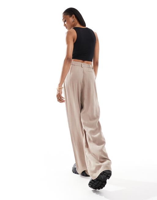 ASOS DESIGN Tall – Dad-Hose in Taupe mit weitem Schnitt und Leinenanteil , 3 von 5