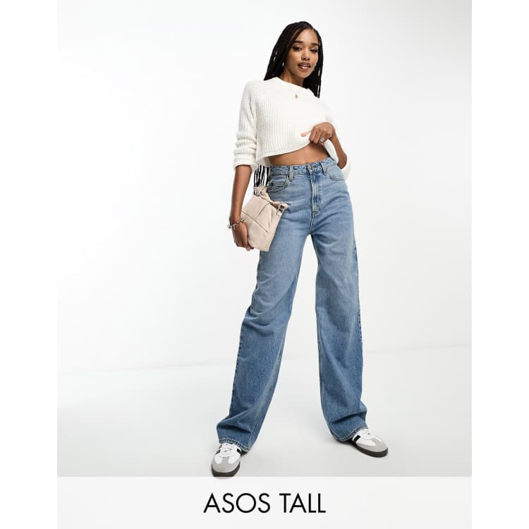 ASOS DESIGN Tall dad jean in mid blue