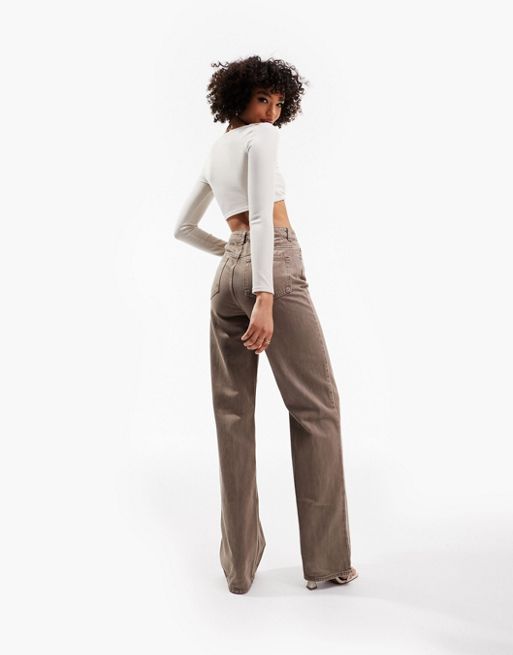 ASOS DESIGN Tall dad jeans in washed brown