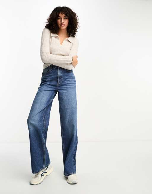 ASOS DESIGN Tall - Dad jeans met wijde pijpen in donkerblauw, 5 van 5