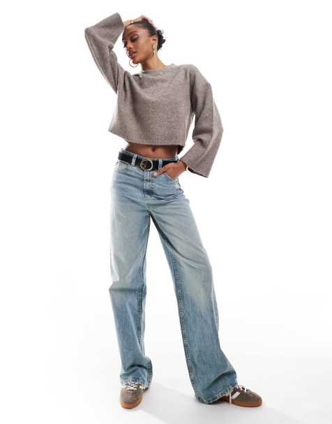 ASOS DESIGN Tall - Dad jeans met wijde pijpen in lichtblauw - view 1