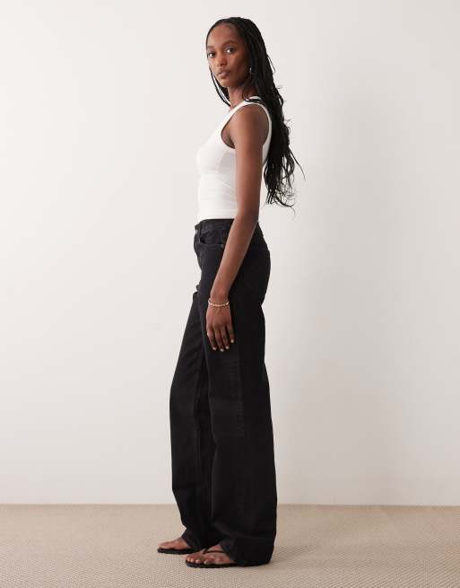 ASOS DESIGN Tall - Dad jeans met wijde pijpen in zwart, 2 van 5