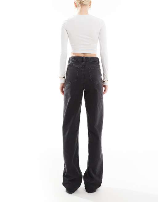 ASOS DESIGN Tall - Dad jeans met wijde pijpen in zwarte wassing, 2 van 5
