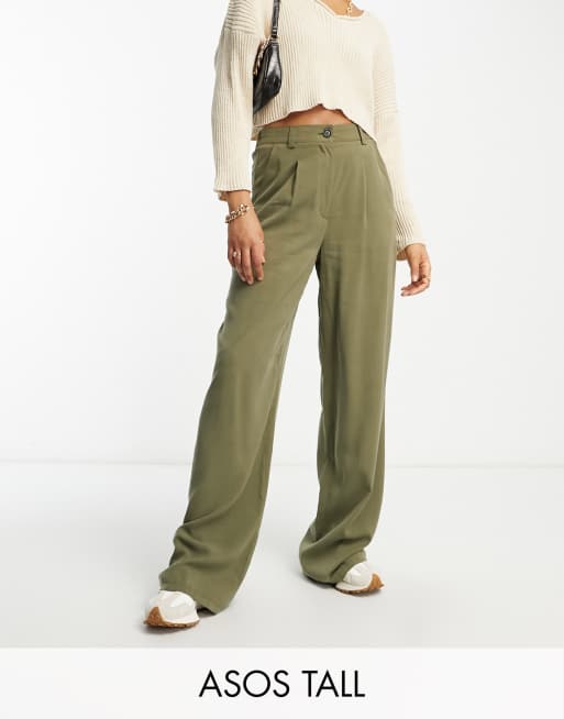 ASOS DESIGN drapey wide leg pants in baby cord brown - part of a