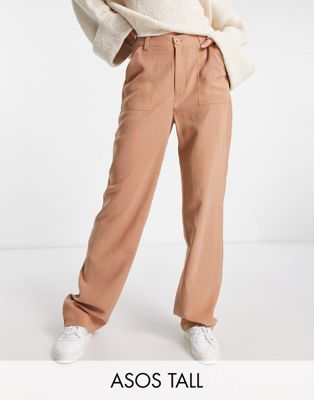 ASOS DESIGN Tall dad trouser in tan - ASOS Price Checker