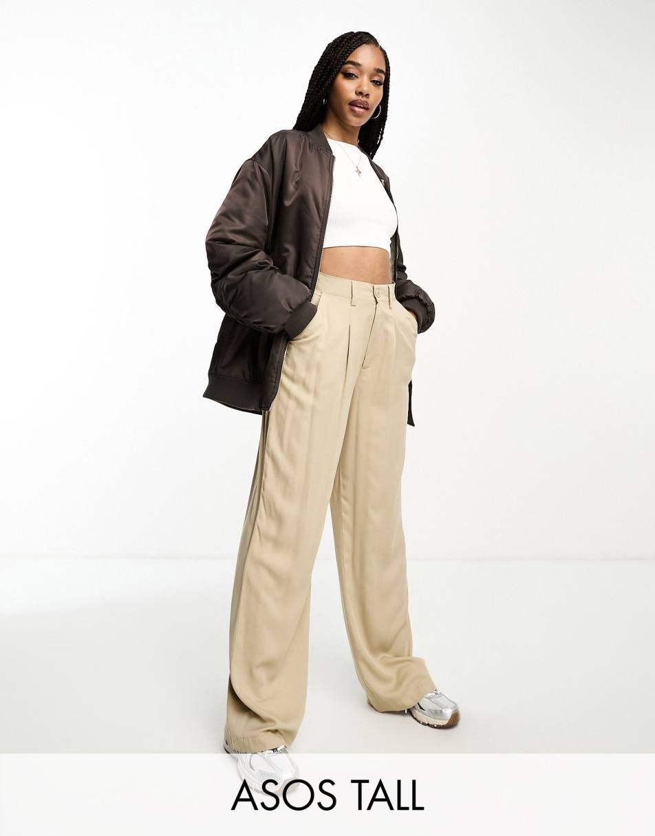 ASOS DESIGN Tall dad trouser in taupe