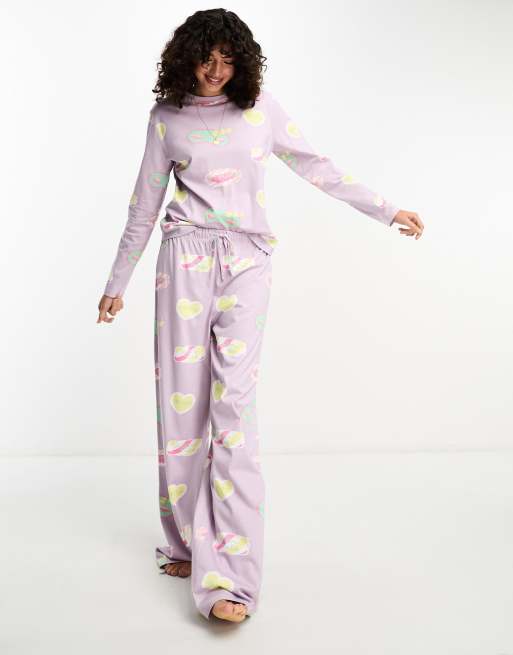 ASOS Tall ASOS DESIGN Tall satin shirt & pants pajama set with