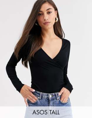 asos black wrap top