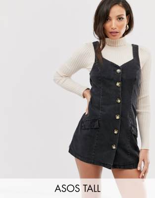 denim button pinafore dress