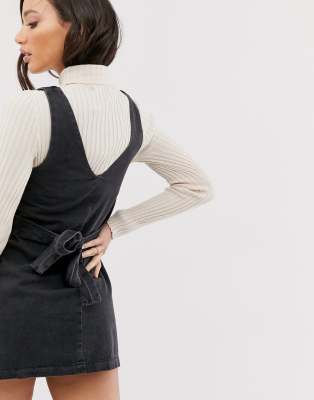 black pinafore mini dress