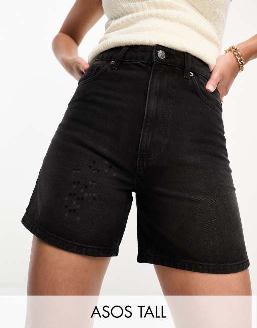 ASOS DESIGN shorter length slim shorts in washed black