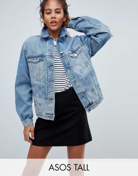 ASOS DESIGN Tall denim girlfriend jacket in lightwash blue