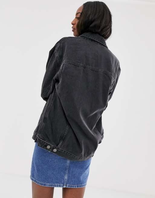 ASOS DESIGN Tall denim girlfriend jacket in washed black