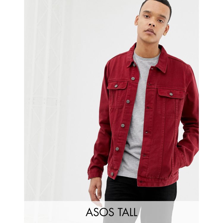 Red denim jacket store asos