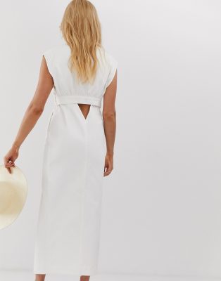 open back denim dress