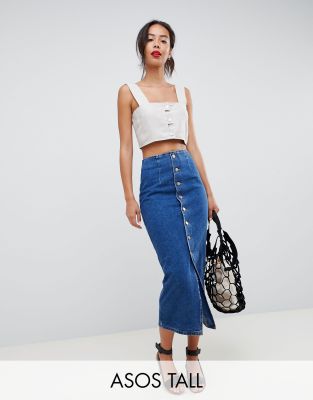 asos midi denim skirt