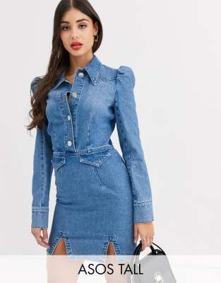 long sleeve fitted denim dress