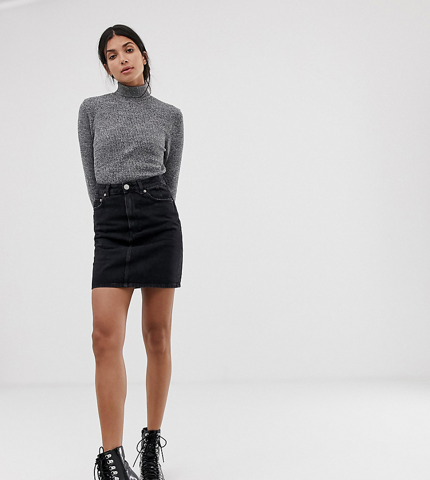 Asos Tall - Asos design tall denim original high waisted skirt in washed black