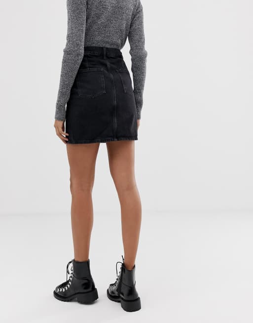 Asos black denim store skirt