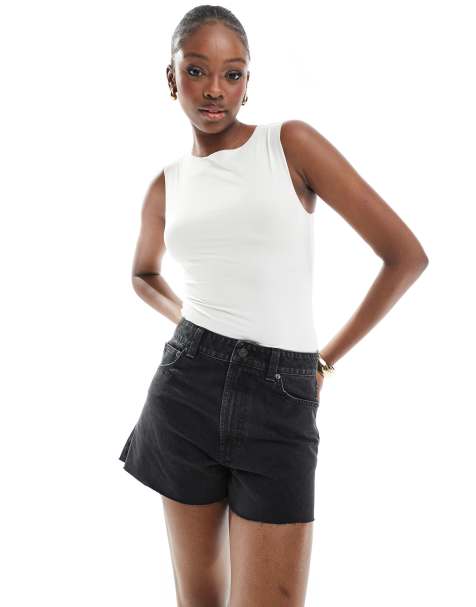 ASOS DESIGN Tall denim relaxed shorts in wash black - view 1