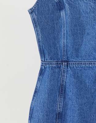 denim square neck dress