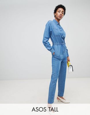 tall denim boiler suit