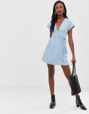 asos blue wrap dress