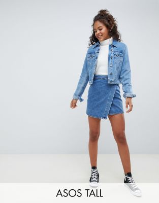 asos denim wrap skirt