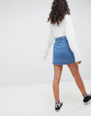 asos denim wrap skirt