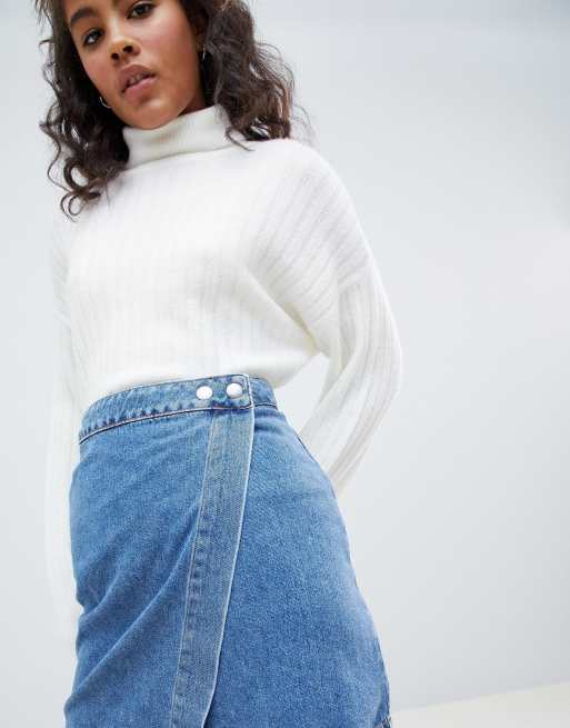 Asos denim wrap outlet skirt