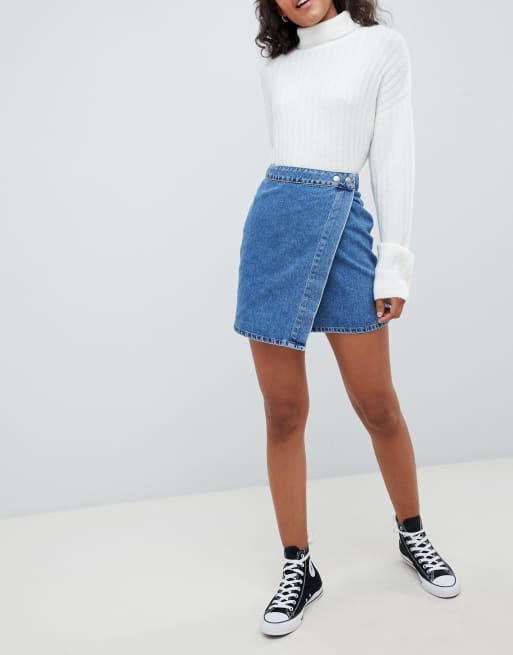 ASOS Design Denim Mini Wrap Skirt