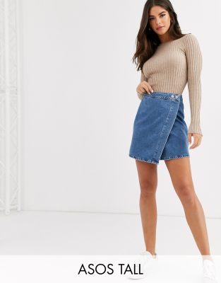 asos denim wrap skirt