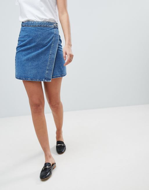 Asos denim hot sale wrap skirt