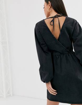 asos denim wrap dress
