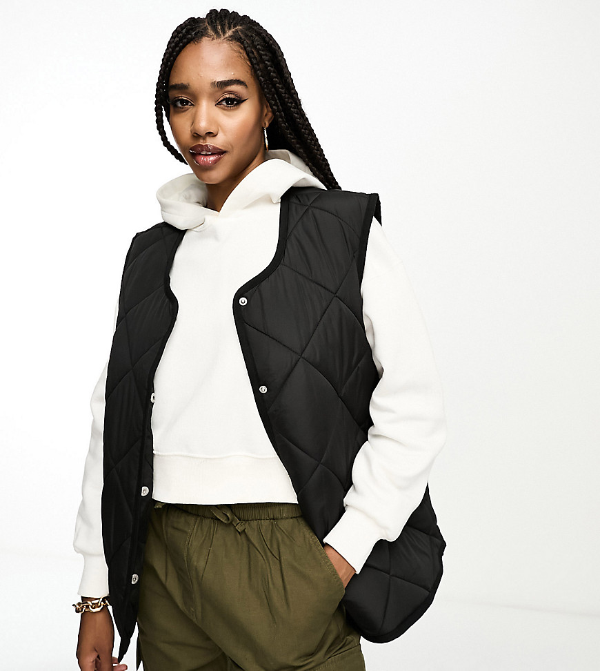 Asos Tall Asos Design Tall Diamond Quilted Vest In Black