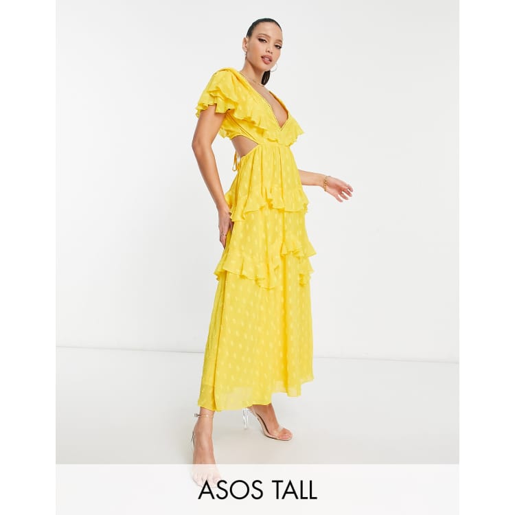 Asos yellow store ruffle dress